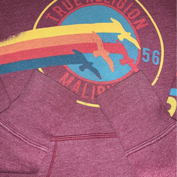 True Religion Logo Hoodie Heather Burgundy - Picture 6 of 13